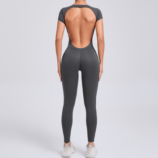 Shamzu magro macacão de Yoga de secagem rápida feminino manga curta Halter Hip-Lifting esportes Fitness Jumpsu em Oferta na Shopee