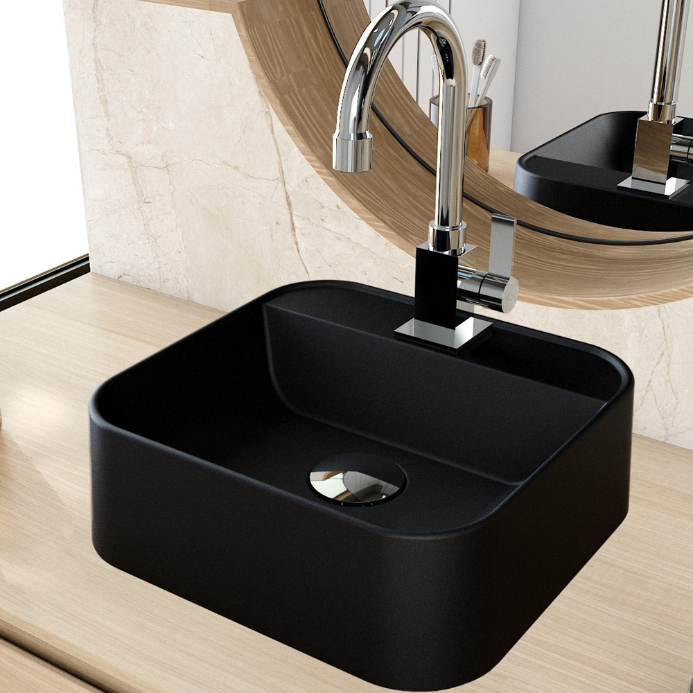 Cuba de Apoio Quadrada Para Banheiro Lavabo C01 QA31W Preto Matte Fosca - Lyam em Oferta na Shopee