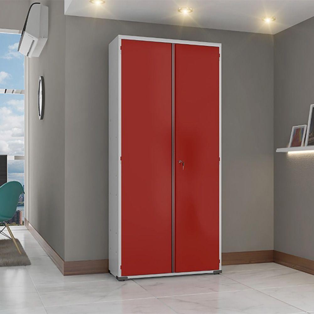 Armário Aço Escritório Fechadura 4 Prateleiras Vermelho em Oferta na Shopee