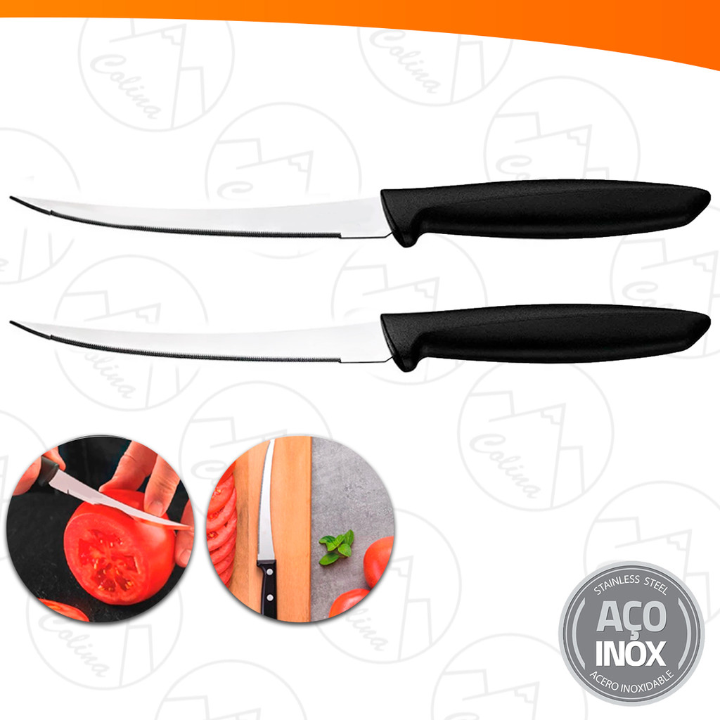 Kit 2 Facas Para Tomate Aço Inox Legumes Chef Profissional 5'' em Oferta na Shopee