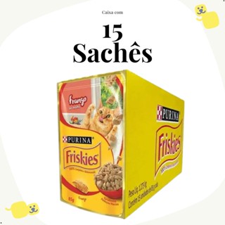 Kit 15 unidades Sache Alimento Úmido Friskies Gato Sabor Frango Molho 85g Petisco Felino Cat em Oferta na Shopee