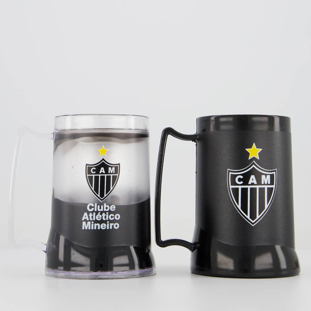kit com 2 Canecas em Gel Atlético Mineiro Preto em Oferta na Shopee