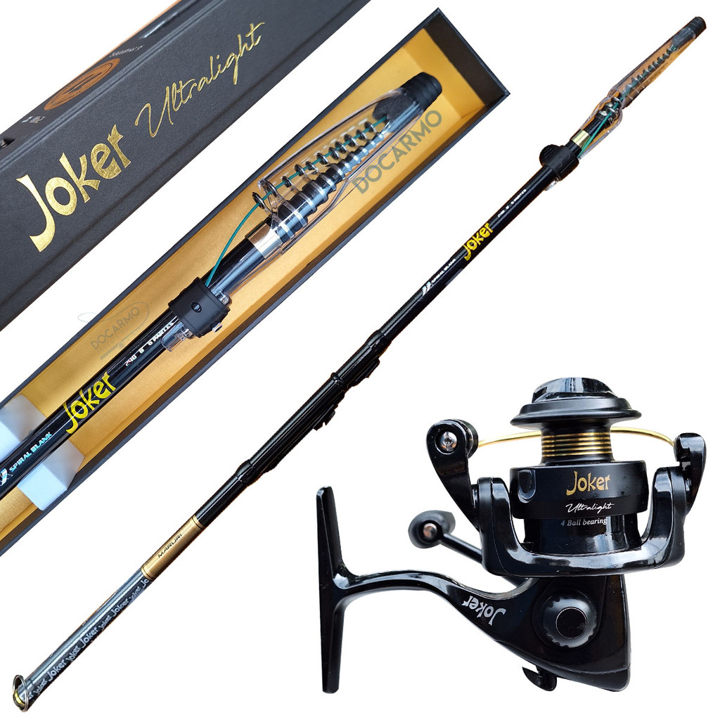 Kit Pesca Ultralight Vara Joker Black 2,40m Molinete Joker Vara Telescópica Maruri p Tilápia Piau