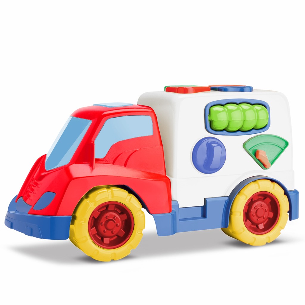 Veículo Caminhão Para Bebe Didatico Peças Para Encaixar Colorido 30 cm - Samba Toys