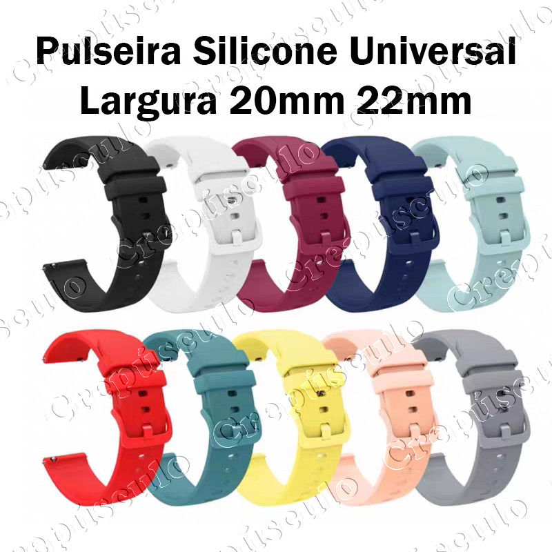 Pulseira T Silicone Universal 20mm 22mm Watch 5 Active/Lite Bip, Bip Lite, Bip S, Amazfit