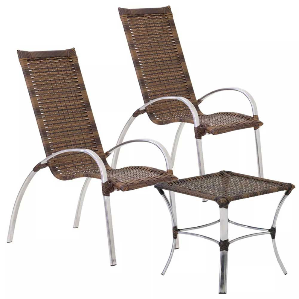 2 Cadeira Em Alumínio Garden e Mesa Garden Para Area Piscina Varanda Trama Original