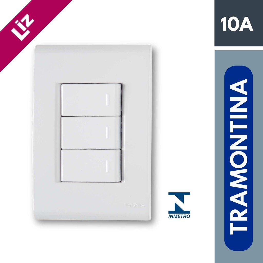 Conjunto 4x2 3 Interruptores Simples Liz Tramontina