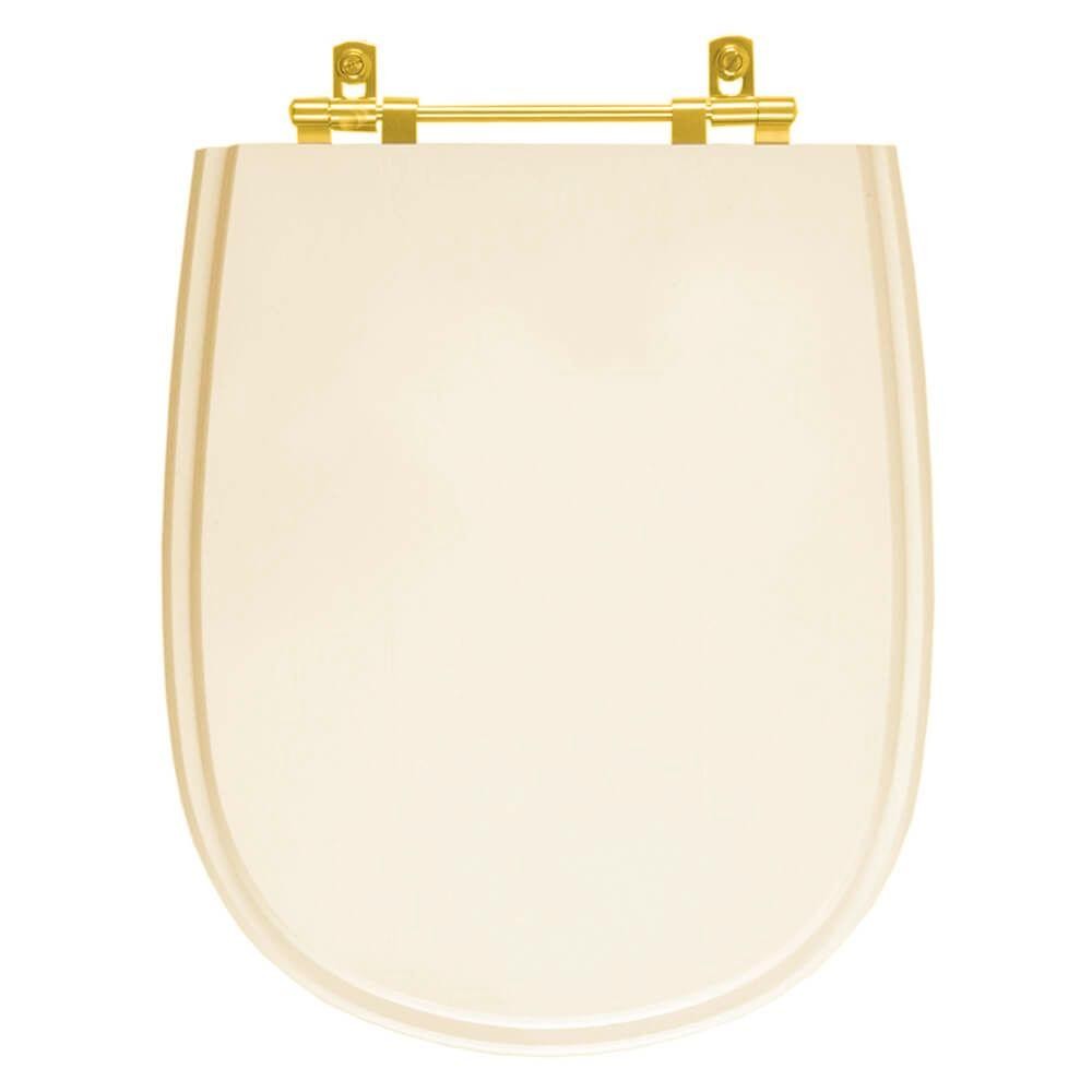 Tampa de Vaso Paris Bone para bacia Ideal Standard Com Ferragem Dourada