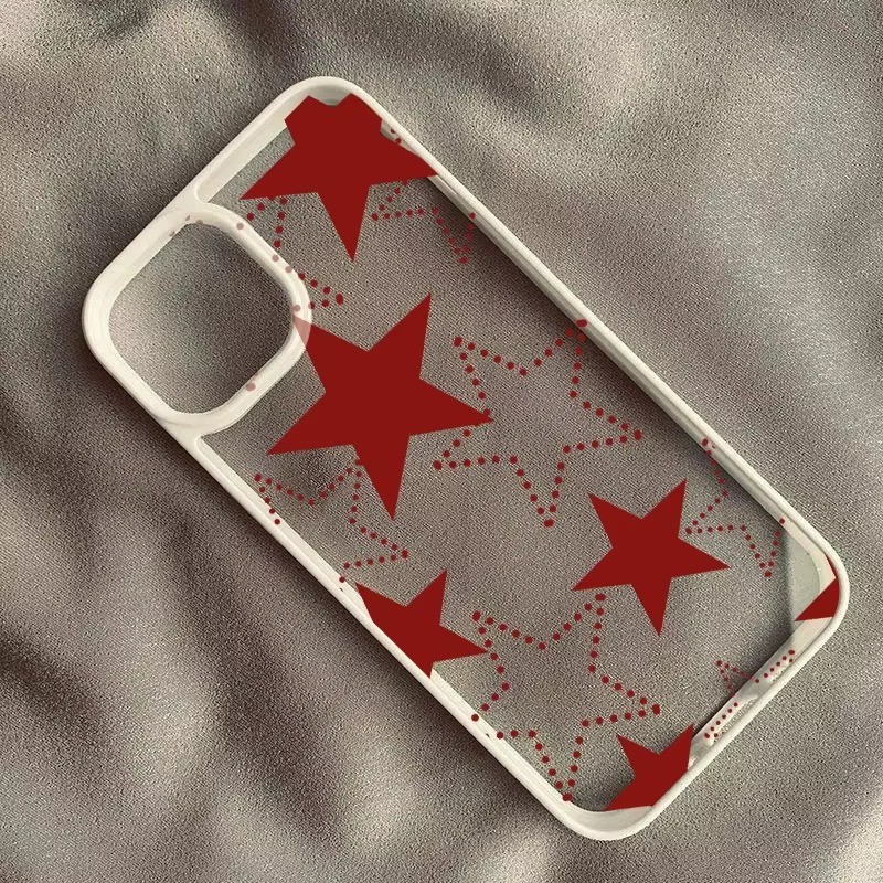 Vinho Vermelho Super Estrela Caso De Telefone Para iPhone 16 15 Pro Max 14 13 12 11 7 8 Plus SE2 XS X XR De Cinco Pontas