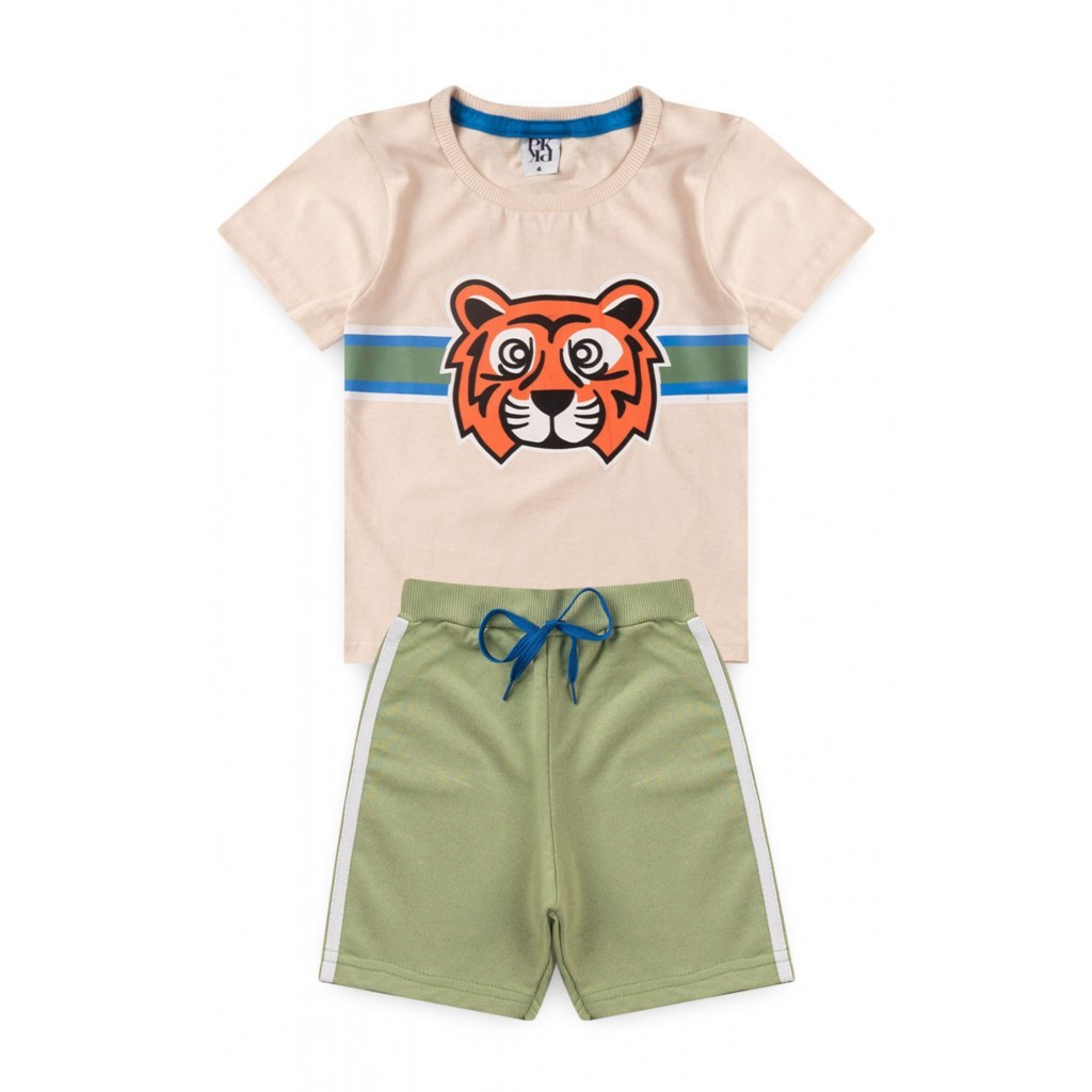 Conjunto Masculino Infantil Verão Tiger Creme
