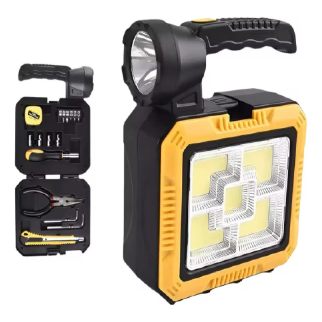 Kit Luminaria Lampada Led Solar Recarregável 4 Em 1