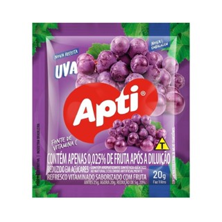 Refresco em Pó Apti Uva 20g - Embalagem com 15 Unidades em Oferta na Shopee