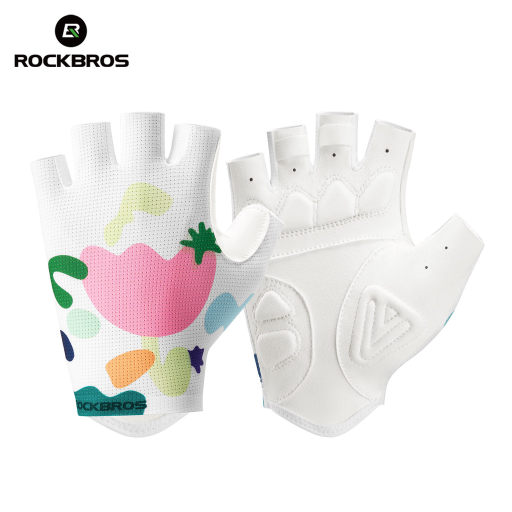 ROCKBROS Feminino Meio Dedo Luvas De Ciclismo Respirável Bicicleta SBR Palma Almofada Absorção De Choque Resistente Ao D em Oferta na Shopee
