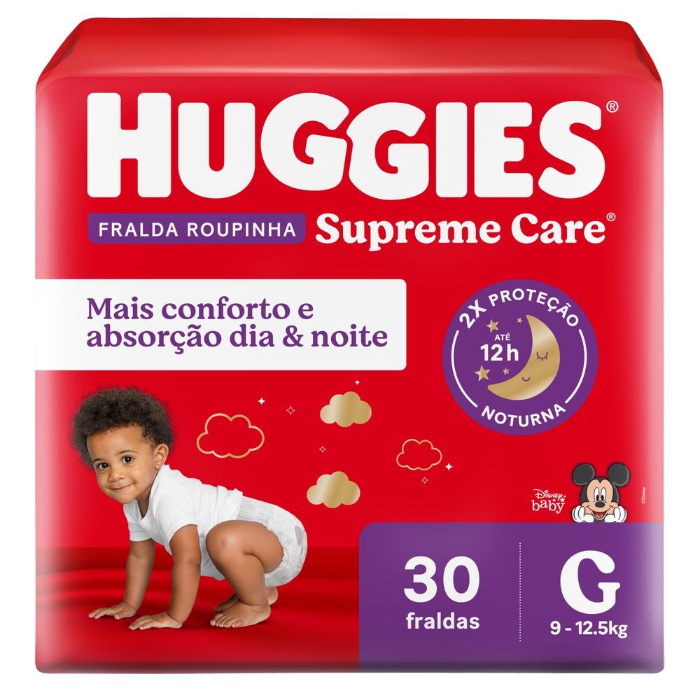 Fralda Huggies Roupinha Supreme Care G 30 Unidades - Mom & Baby