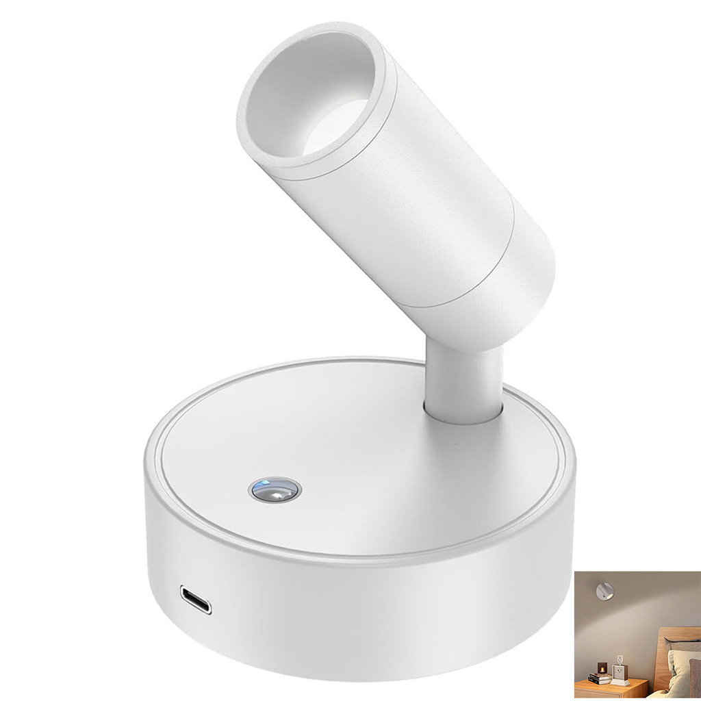 Luminaria LED Arandela 3 Tons USB Bateria Recarregavel Luz Ambiente Mesa Cabeceira Sala Quarto Estudo Trabalho Leitura