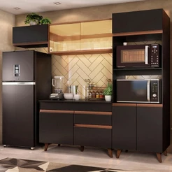 Armário De Cozinha Completa Madesa Reims 260001 Com Balcão E Tampo - Preto/rustic Preto/rustic
