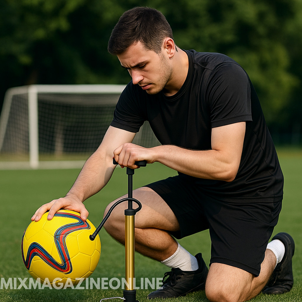 Bola de Futebol Campo Tamanho 5+ Bomba de Ar Manual 30cm para Treinos e Jogos Esportivos