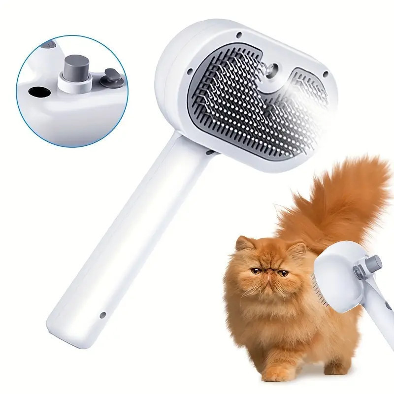 Escova Para Gato e Cachorro Pente Autolimpante Animais De Estimação Com -Botão De Liberaçã...