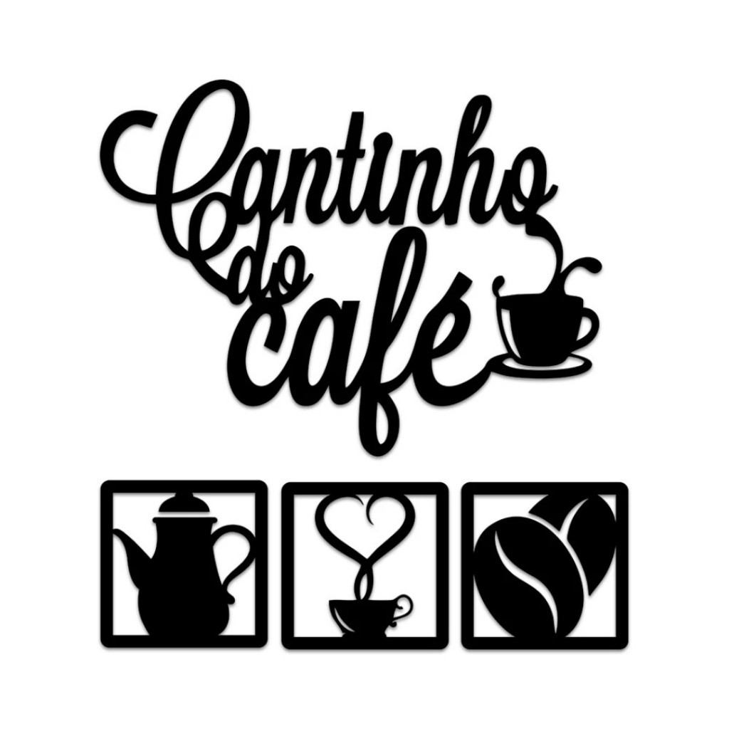 Kit 4 Peças Decorativas Cantinho do Cafe + Fita 3M