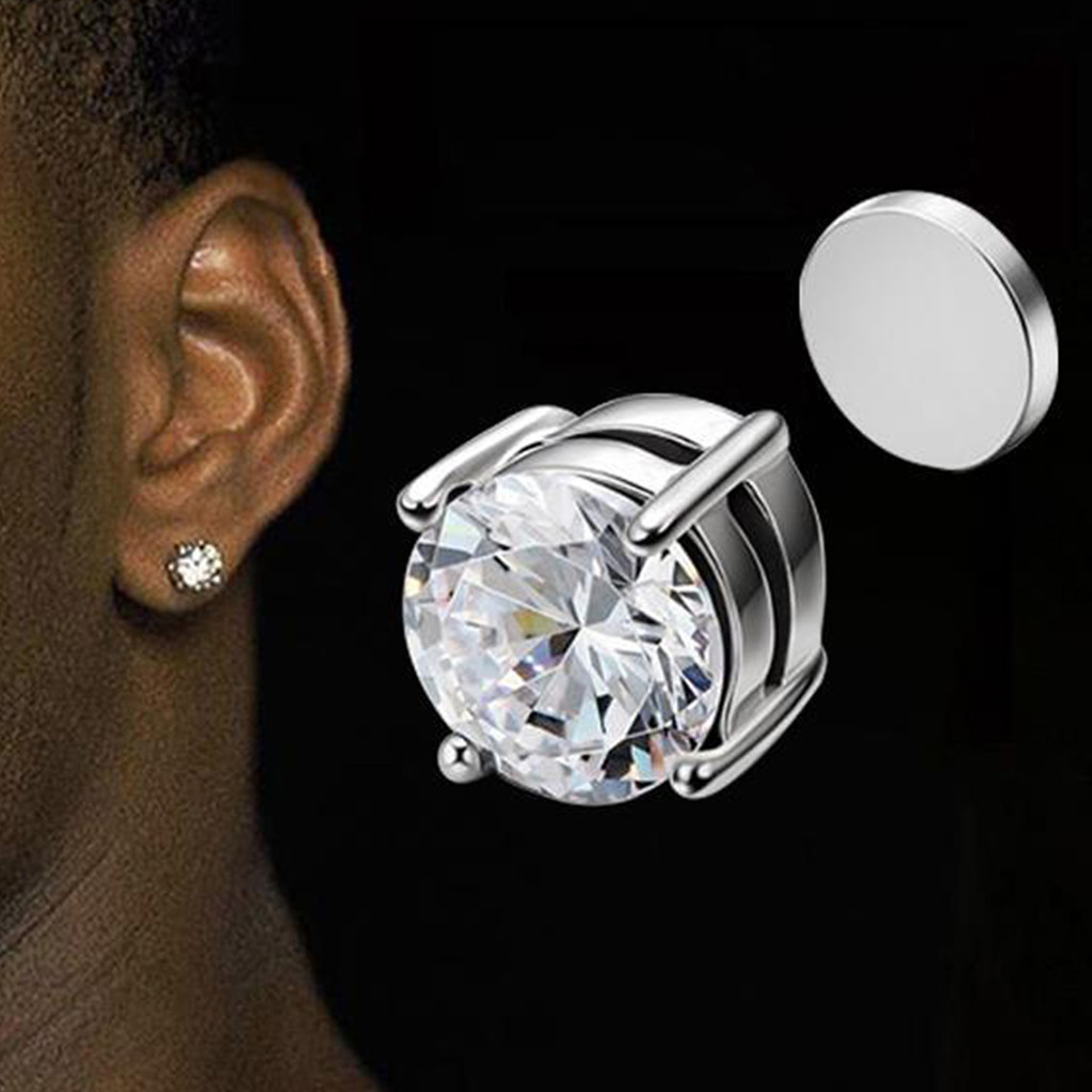 Brincos De Pressão De Zircão Hipoalergênico De 8 Mm , Joias Da Moda Sem Piercing Para Mulheres