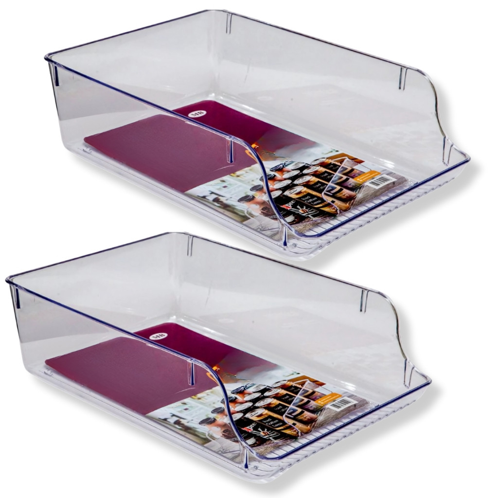 Kit 2 Organizadores De Latas G Acrílico Para Geladeira Crystal Clear Resistente Transparente