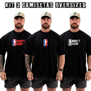 Kit com 3 Camisetas Camisas Oversized Top para Academia Poses Maromba Treino Streetwear 100% Algodão em Oferta na Shopee