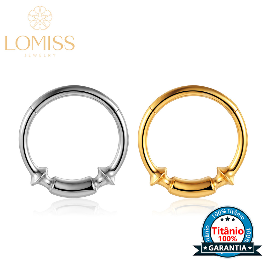 Piercing Nariz Argola Titânio Pvd Com Detalhes Piercing Orelha Septo Conch Helix