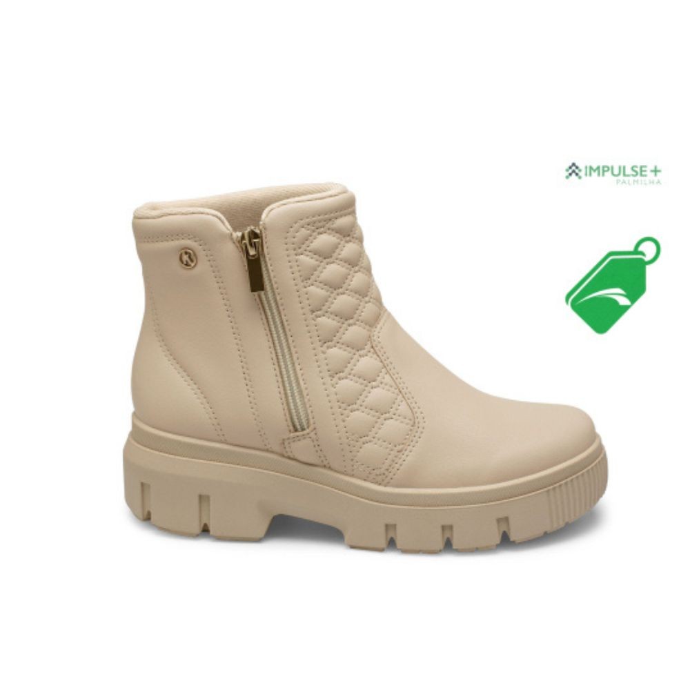 bota feminina kolosh coturno bege com ziper lateral