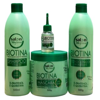 kit Capilar Biotina Maycrene 500ml Shampoo + Condicionador + Máscara + Reparador de Pontas 30ml em Oferta na Shopee