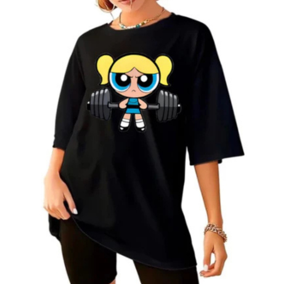 Camiseta Academia Feminina Camisa Meninas Super Poderosas Lindinha Maromba 100% Algodão