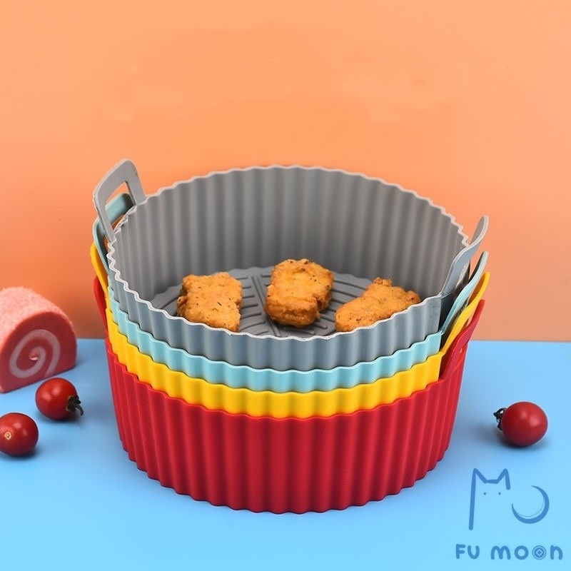 Imagem KIT 1/2/3 Forma De Silicone Para Air Fryer Forno Microondas Fritadeira Assadeira – Reutilizável Antiaderente Flexível