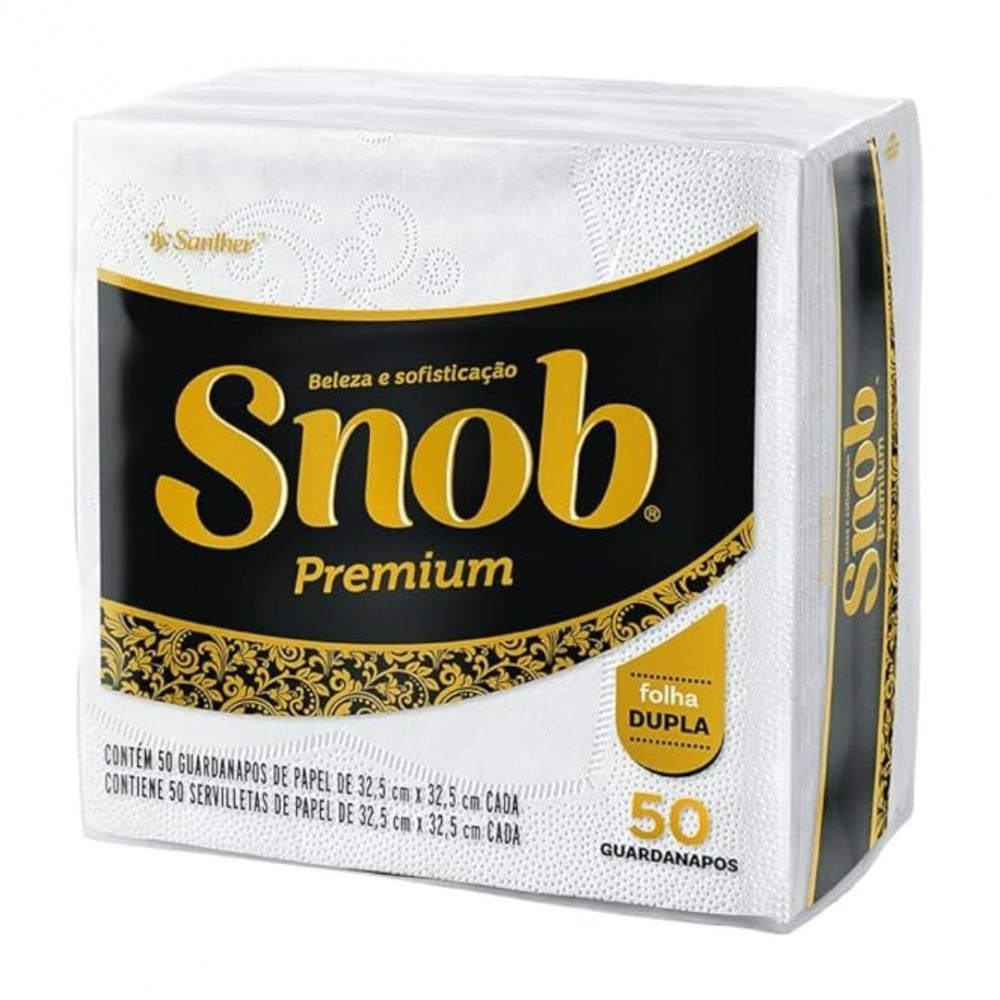 Guardanapo Folha Dupla 32,5x32,5 Snob - 50 Un