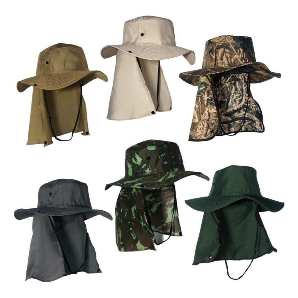 Chapéu Pescador Australiano Boné Pesca Proteção Pescoço Sol Chapéu Pescador Camping Australiano Proteção Nuca Pescoço-MT