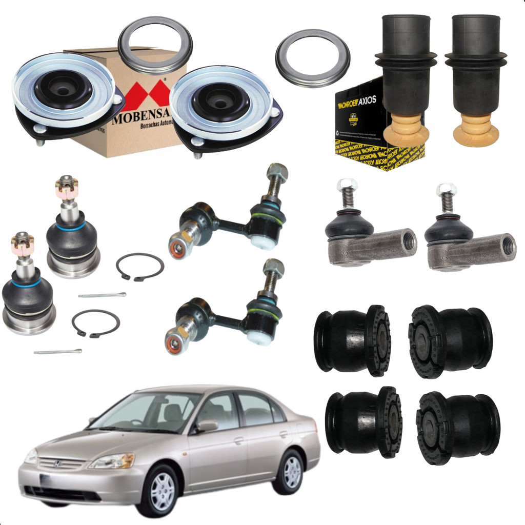 Kit Amortecedor Bucha Eixo Terminal Pivo Civic 2002 até 2006