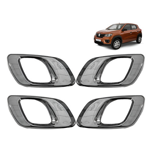 Kit 4 Maçaneta Interna Porta Kwid Cromada Haste Curva