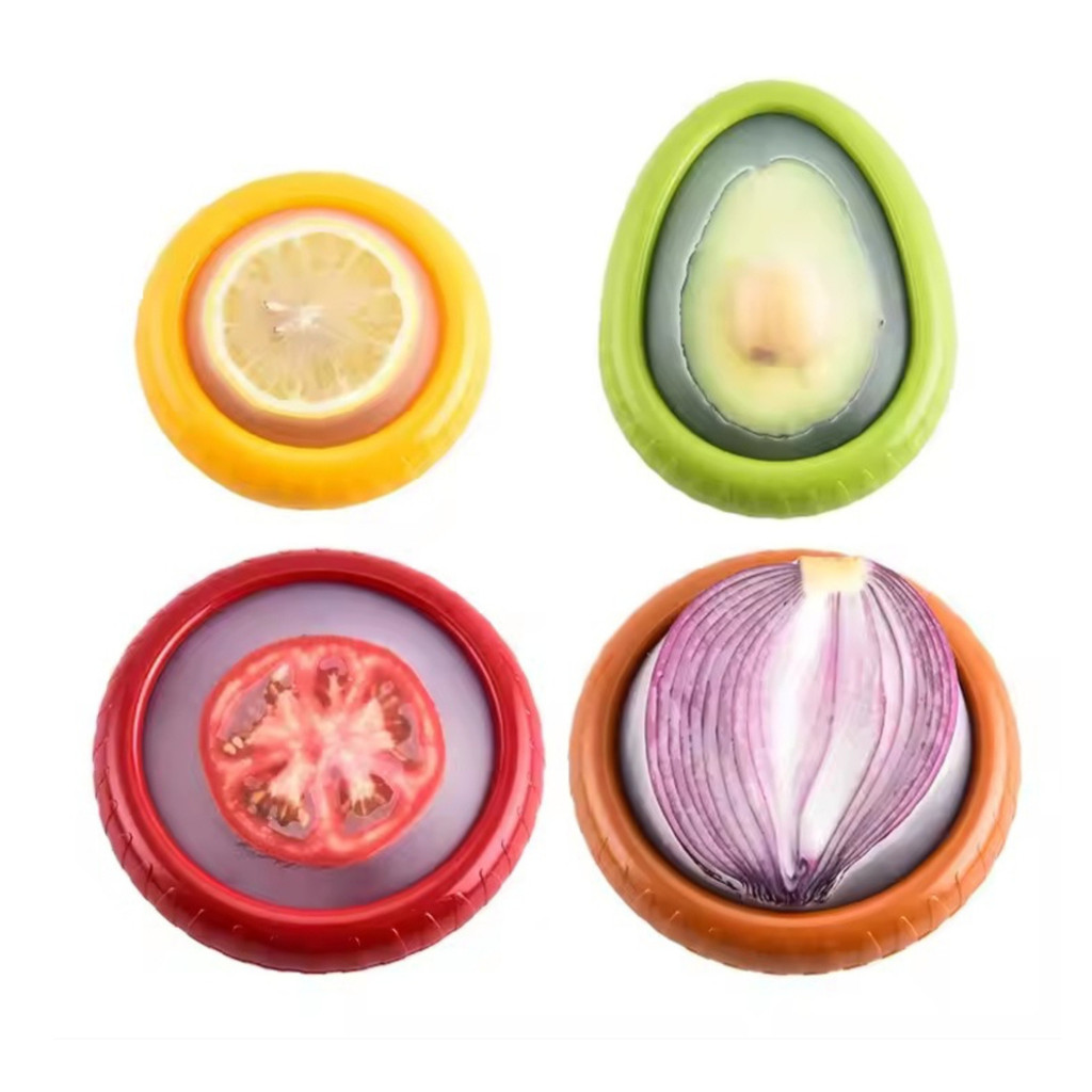 Kit 4 Organizador e Conservador de Alimentos Abacate Tomate Cebola Limão