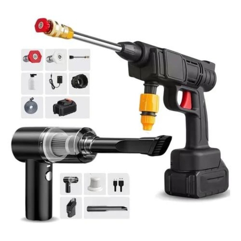 Lava Ajato Portátil + Mini Aspirador De Pó Combo Para Carros em Oferta na Shopee