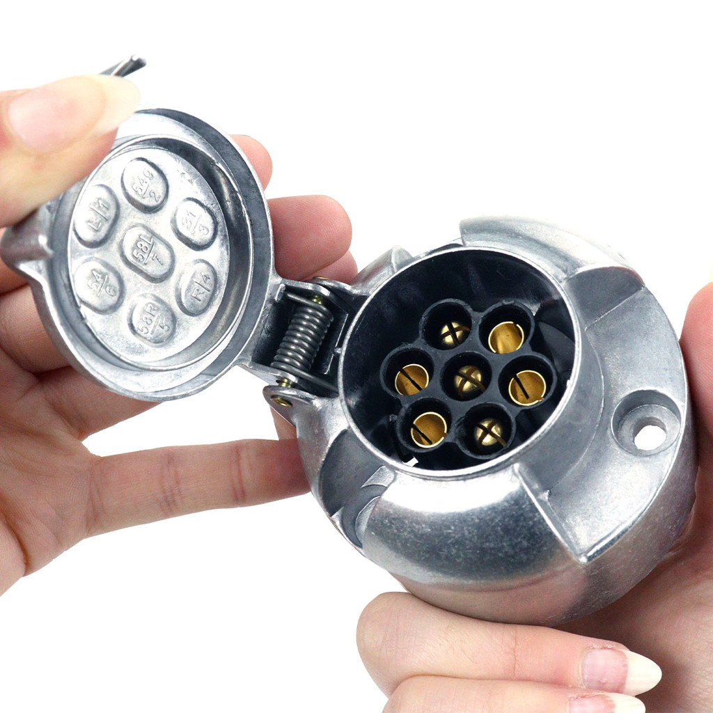 Tomada Femea Reboque 7 Polos Engate Alumínio Cromado Carreta Carretinha Cavalo Mecânico Original em Oferta na Shopee