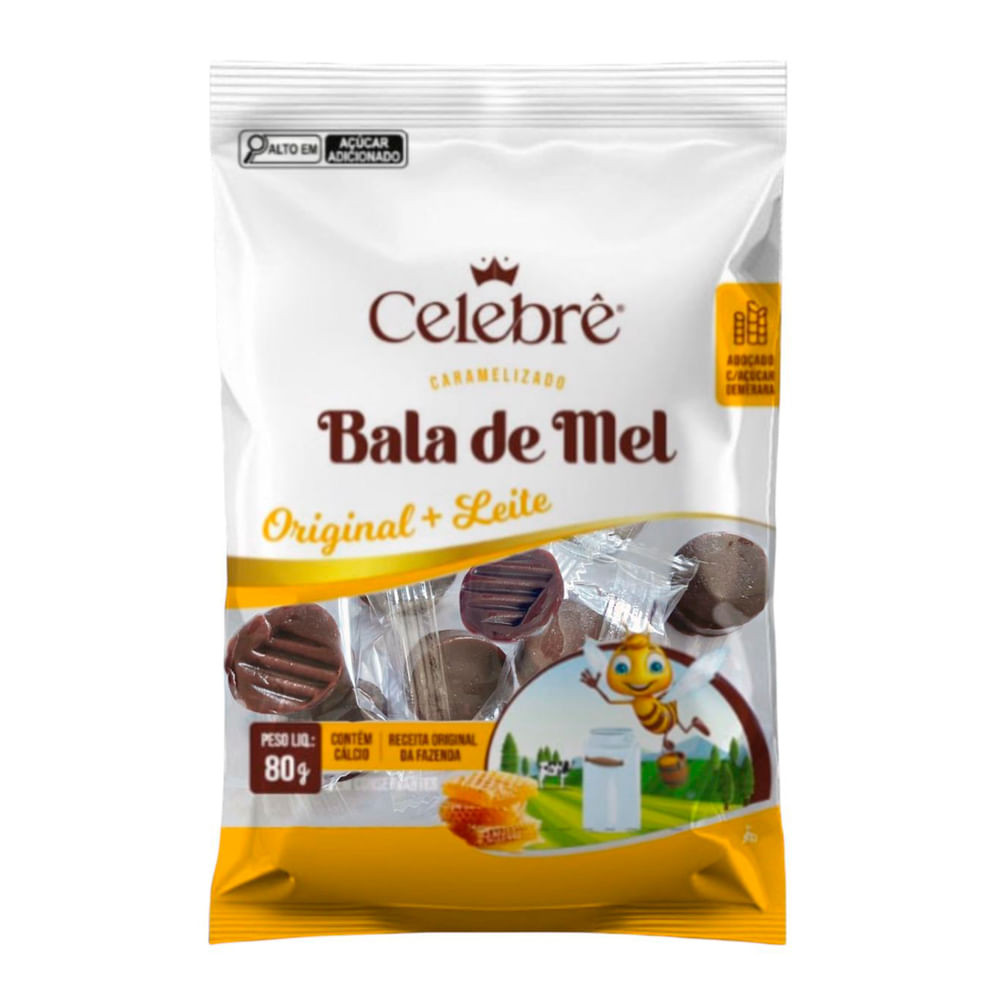 Bala de Mel Celebrê Original e Leite 80g - Food & Beverages