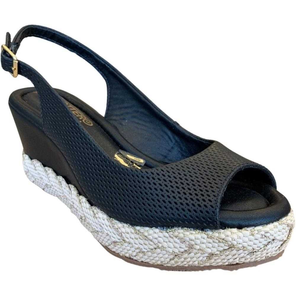 Sandália Anabela Corda Couro Tendência Moda 355701 Bottero