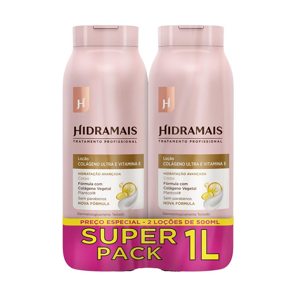 Loção de Hidratação Avançada Hidramais Corpo Colágeno Ultra e Vitamina E 2 Unidade 500ml Cada - Beauty