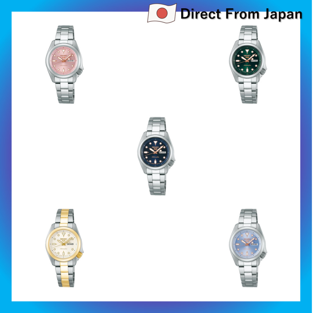 Relógio automático feminino Seiko Watch Five Sports SKX (28 mm) SRRA003, prateado Mostrador: Rosa Cobre,Mostrador: Verde