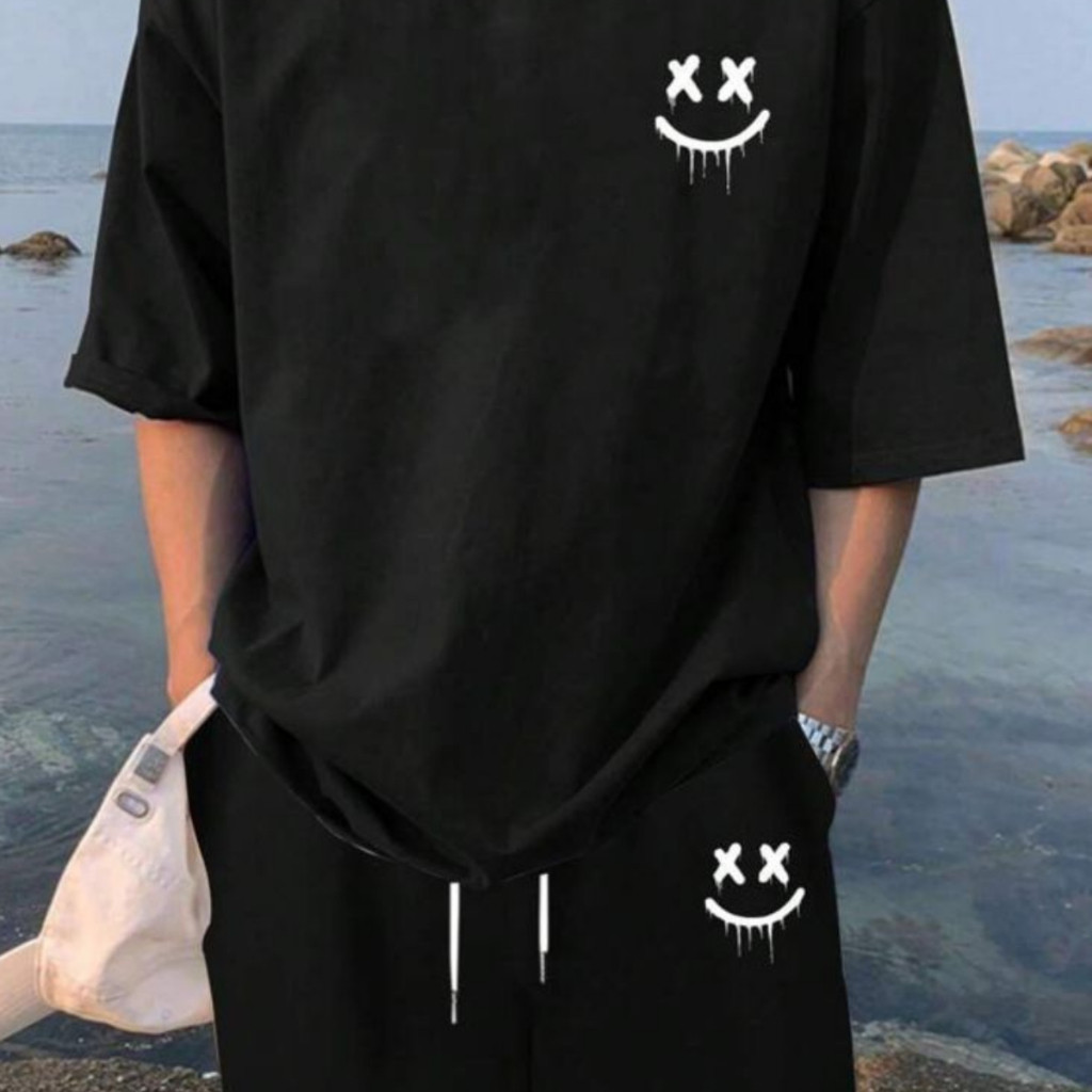 Camiseta + Bermudas Lançamento Kit Masculino CARINHA ESCORRIDA BRANCA Alta Qualidade Confortavel Minimalista