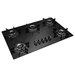 Cooktop 5 Bocas a Gás Mueller Mesa de Vidro Ultra Chama Mcg5bb Bivolt