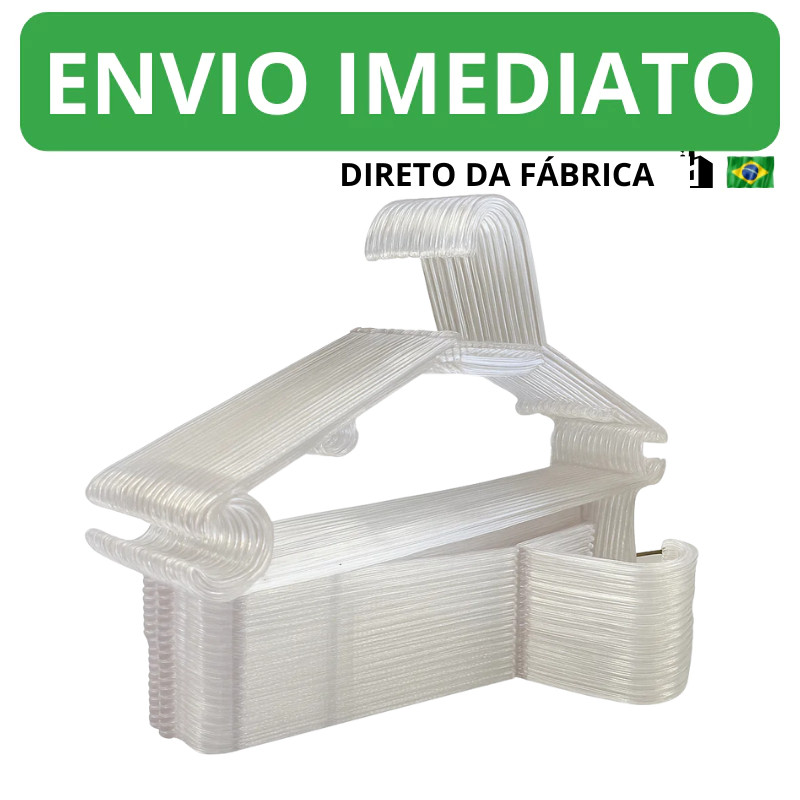 Cabide Adulto Acrílico Transparente Kit Cabides Reforçado Organizar Roupas Antiderrapante