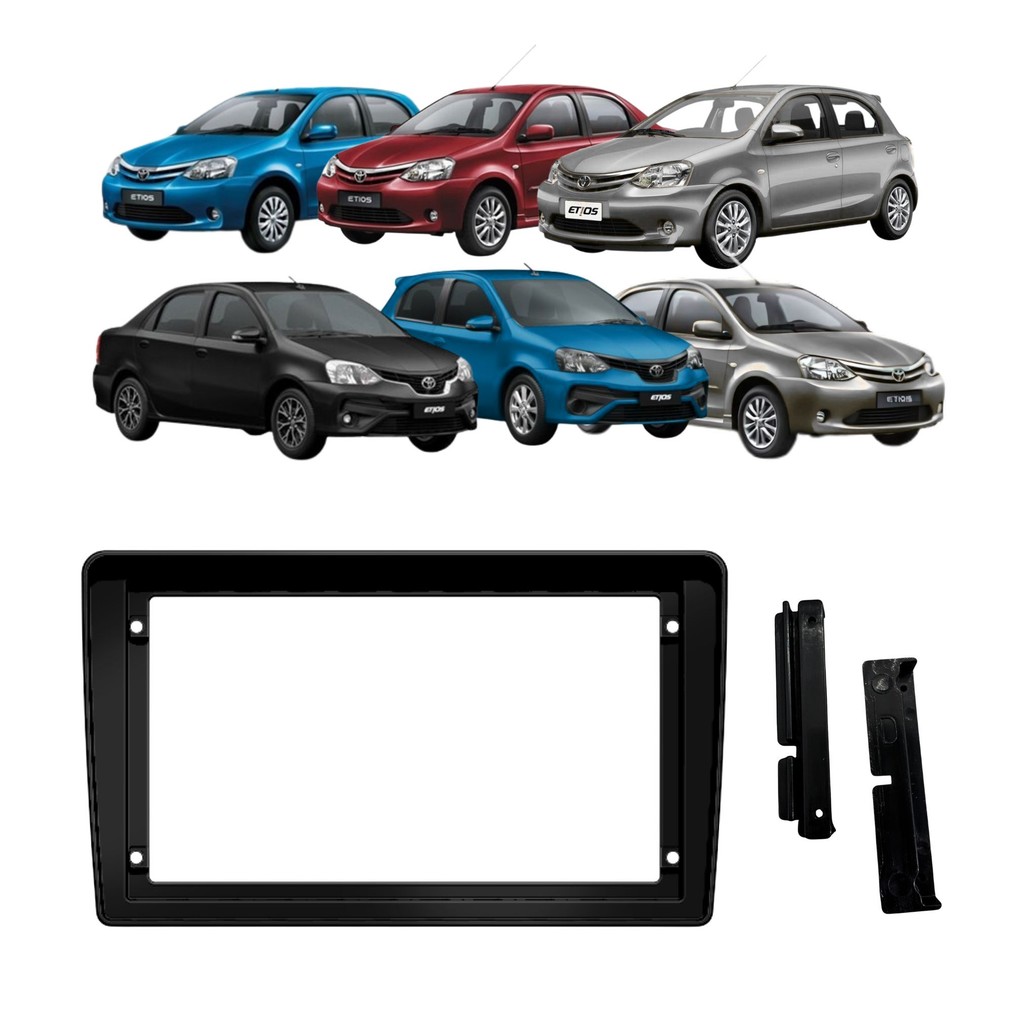 MOLDURA ENCAIXE PAINEL CENTRAL MULTIMIDIA 9 POLEGADAS TOYOTA ETIOS 2012/2021 - BLACK PIANO