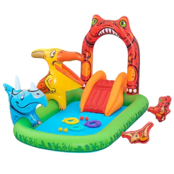 Piscina Inflável Infantil Playground Dinossauro 190 Litros Bestway Escorregador, Jogos e Acessorios