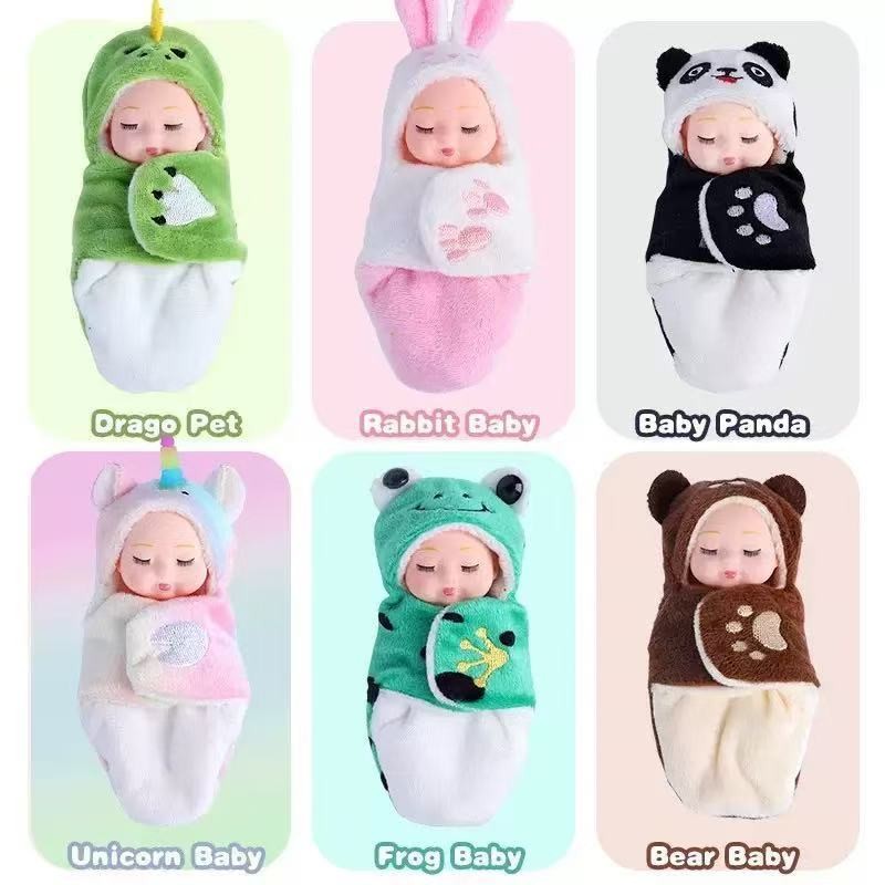 1/3/6 Mini Baby Doll para crianças, boneca dormindo, brinquedo animal, presentes para crianças, menina, 11cm
