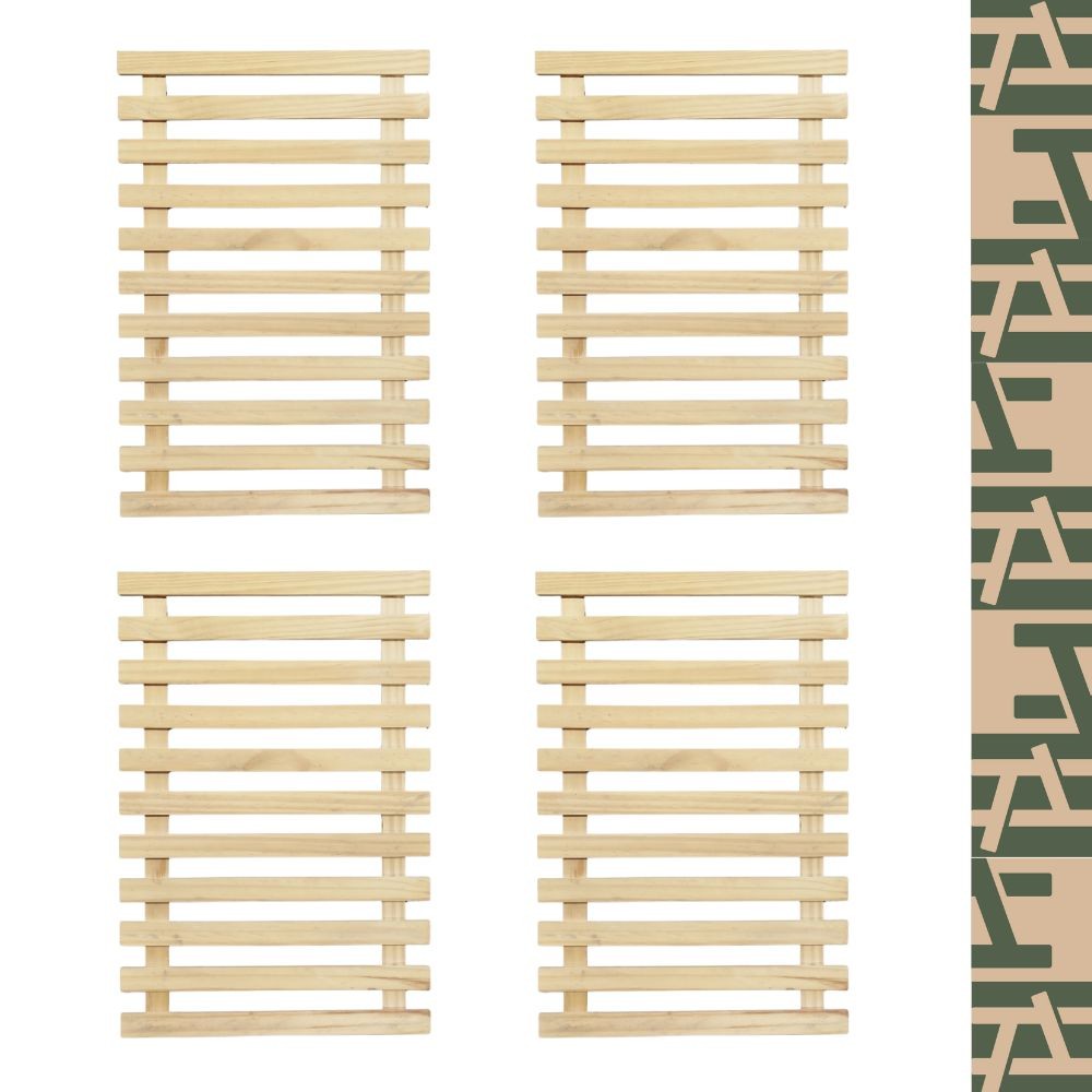 Kit 4 Treliças de Pinus Reflorestada 60x40cm - Painel para Jardim Vertical e Decoração de Parede