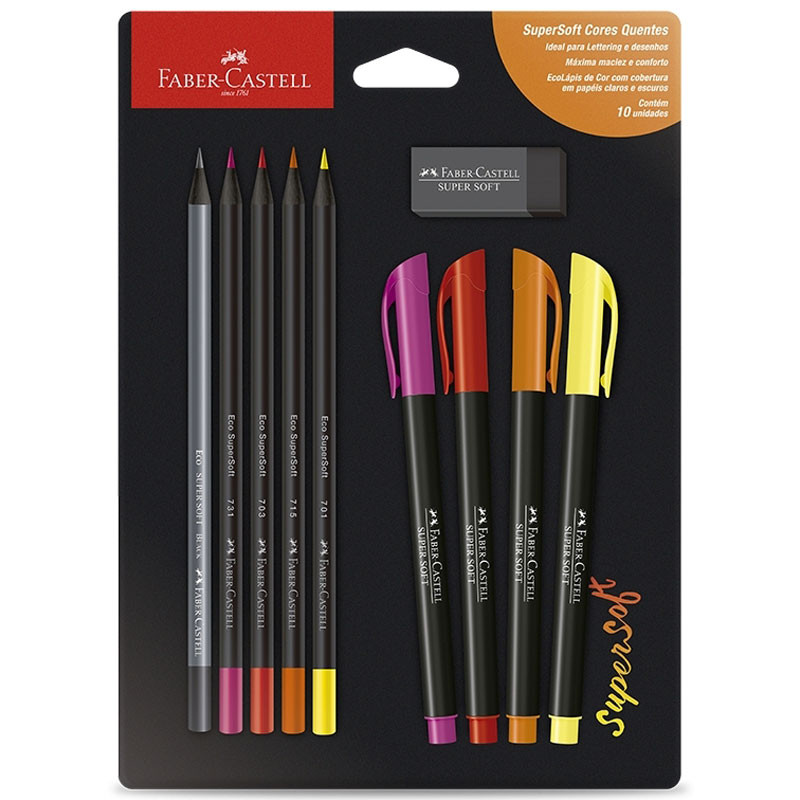 Kit Supersoft cores quentes com 10 itens KIT/SSCQUENTES Faber-Castell em Oferta na Shopee